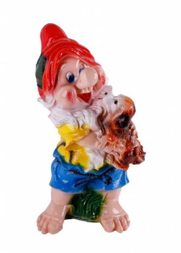 Садовая фигурка из гипса Гном с собачкой (480*260мм)