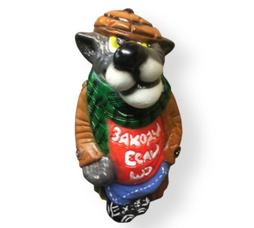 Садовая фигурка из гипса Волк в кепке 53*27см