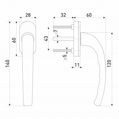 Ручка для пластиковых окон "Макбет" белая 8-ми позиционная