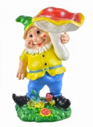 Садовая фигурка из гипса Гном с грибом (310*180м)