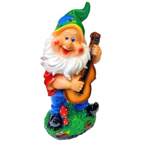Садовая фигурка из гипса Гном с гитарой (510*260мм)