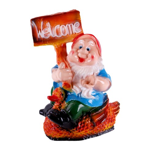 Садовая фигурка из гипса Гном на утке (430*320мм)