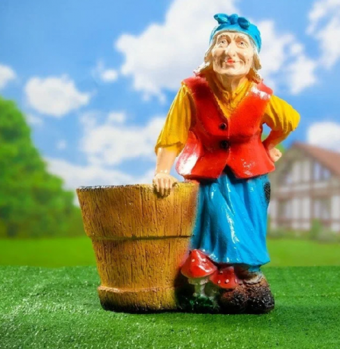 Садовая фигурка из гипса Баба Яга №3 53см