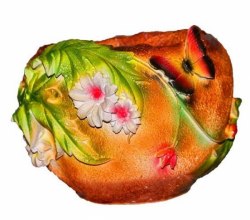 Садовая фигурка из гипса кашпо Цветы с бабочкой большое (220*160мм) 77