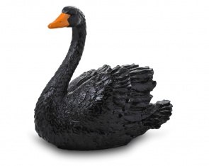 Садовая фигурка из гипса Лебедь средний (чёрный) 38*41см