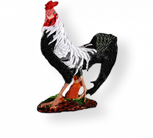 Садовая фигурка из гипса Петух боец (белый) 52*41см