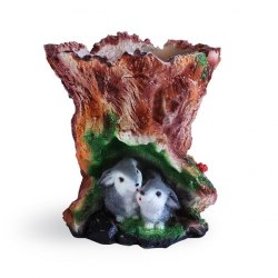 Садовая фигурка из гипса Кашпо Два зайца в пеньке (280*270мм)