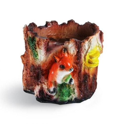 Садовая фигурка из гипса Кашпо Белка в пне маленькое (140*170мм)