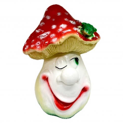 Садовая фигурка из гипса Мухомор с лягушкой (350*260мм)