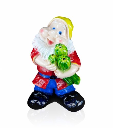 Садовая фигурка из гипса Гном с кабачком (240*360мм)