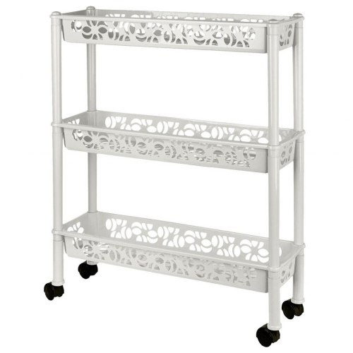 Этажерка Keeplex Light на колесиках трехсекционная малая прямоугольная 37х29х69 см белое облако