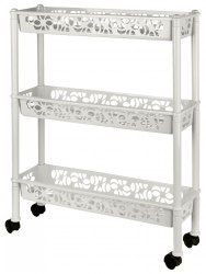 Этажерка Keeplex Light на колесиках трехсекционная малая прямоугольная 37х29х69 см белое облако